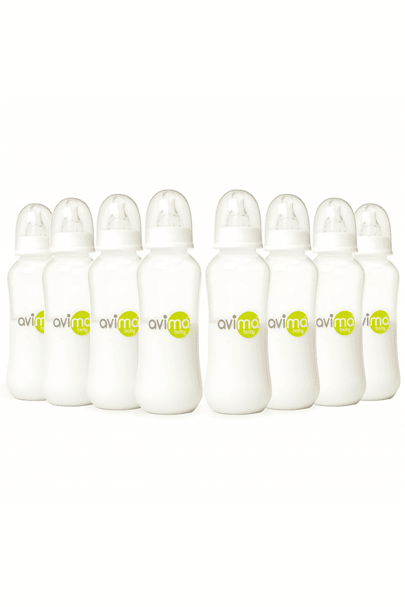 Avima Anti-Colic Baby Bottle, Standard Neck 10 oz, Medium Flow, Stage 2, 8 Pack Set