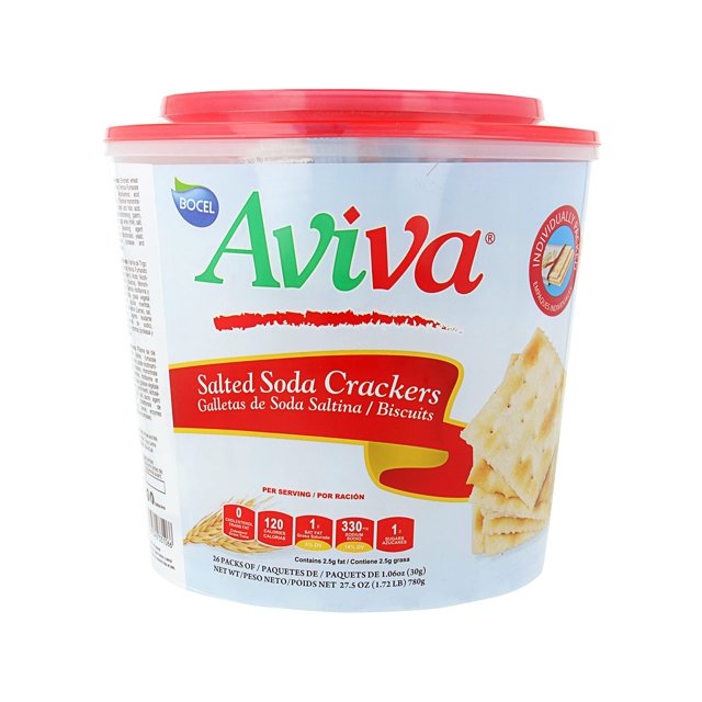 AVIVA SALTINES SODA CRACKERS FAMILY SIZE INDIVIDUALLY WRAPPED FRESH PACKS 1.06 OZ 1 BUCKET