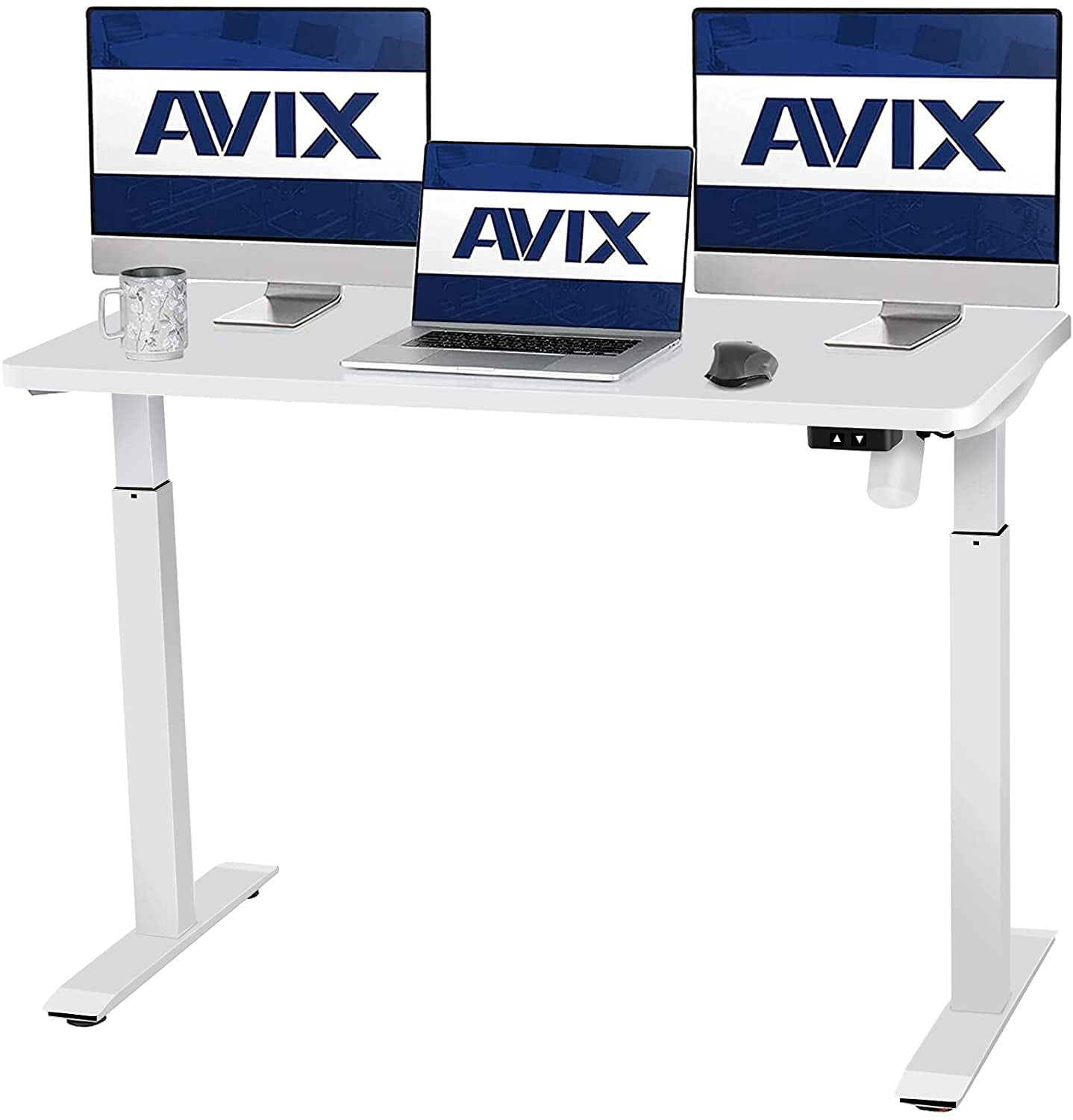 AVIX Whole Piece Electric Standing Desk, 48 x 24 Inches Height Adjustable Desk, Sit Stand Desk Home Office Desks (White)