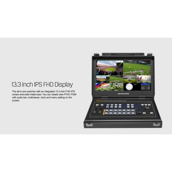 AVMATRIX PVS0613 Video Switcher Portable 6 Channel 4SDI and 2HDMI Video Mixer Converter with 13.3 inch FHD LCD Monitor(PVS0613)