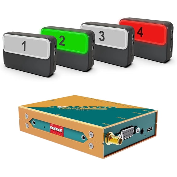 AVMATRIX TS3019-4 200 Meter Wireless Multi-Camera Tally System with 1x Tally Box and 4x Tally Lamps