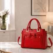 Women's PU Leather Solid Print Tote Purse Satchel, Red