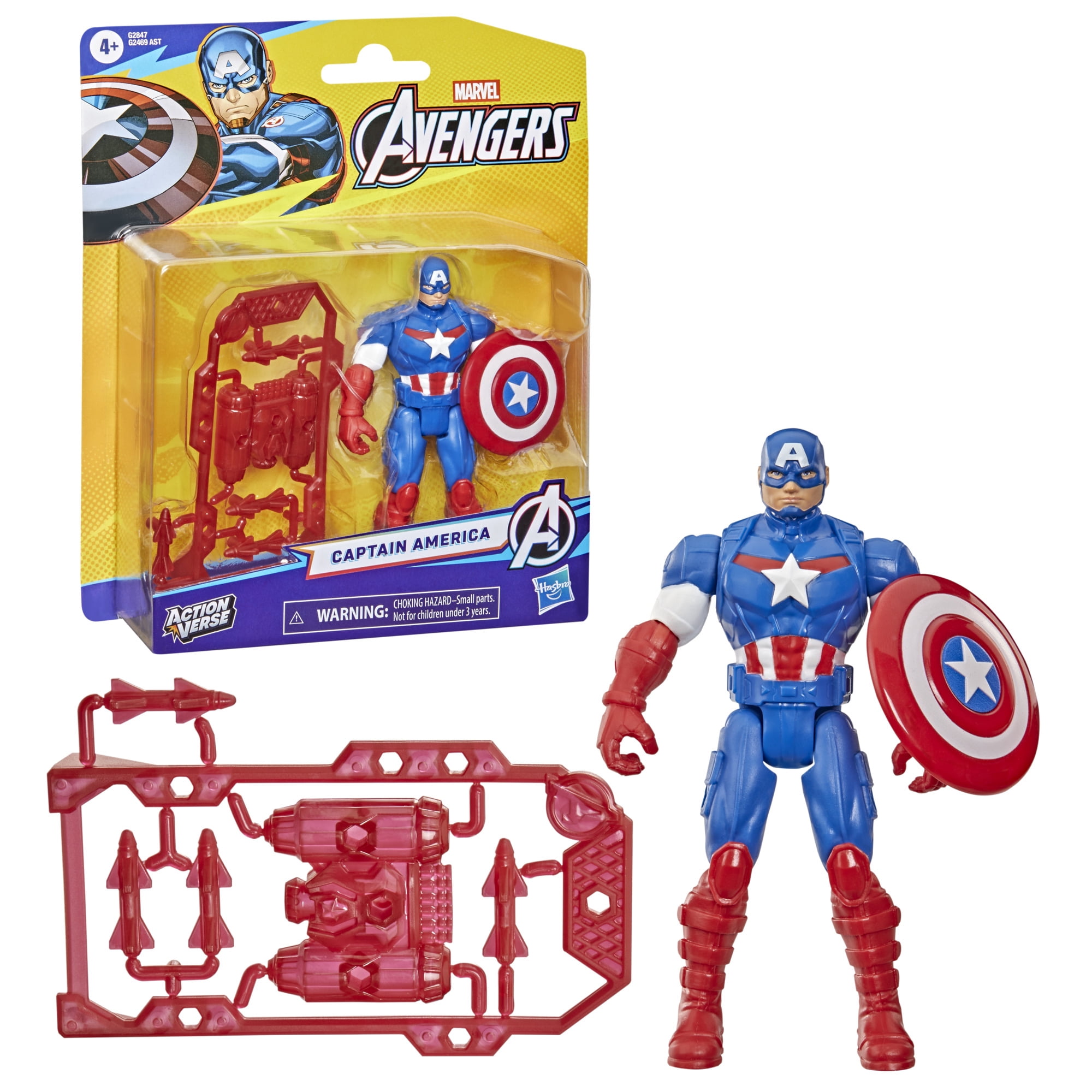 Marvel Avengers ActionVerse Captain America Action Figure & Accessories, 4.5-Inch (11.4 cm) Super Hero Toys & Figures for Kids, Ages 4+