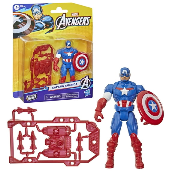 Marvel Avengers ActionVerse Captain America Action Figure & Accessories, 4.5-Inch (11.4 cm) Super Hero Toys & Figures for Kids, Ages 4+