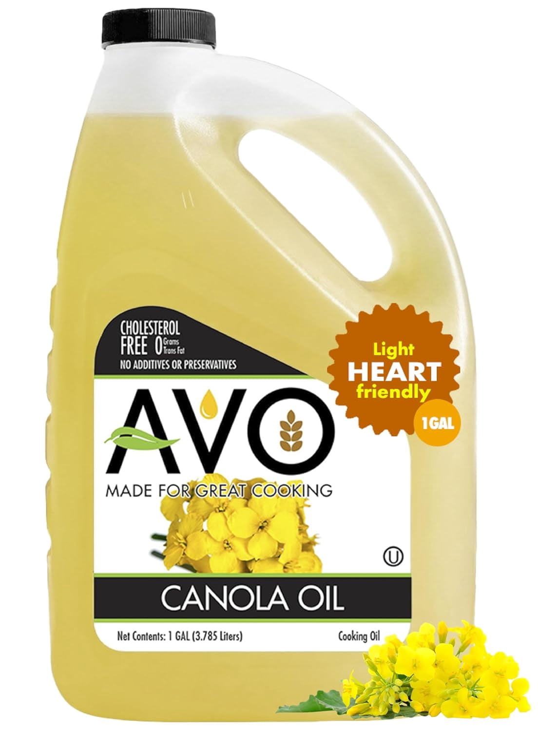 AVO Canola Oil 1 Gallon High Smoke Point Cooking Oil For Frying & Baking