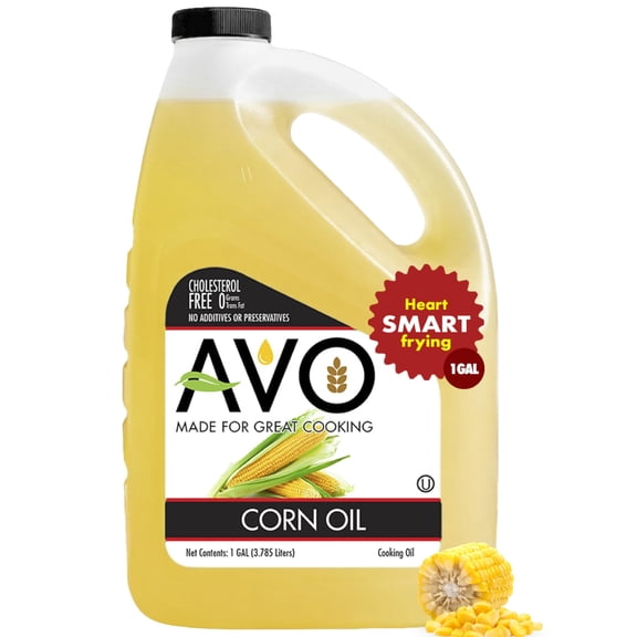 AVO Corn Oil - High Smoke Point Cooking Oil, Neutral Flavor, Cholesterol Free - 1 Gallon