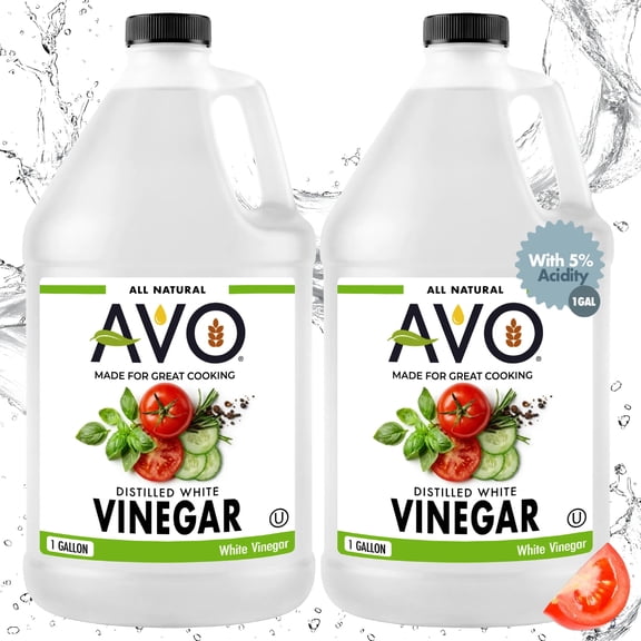 AVO Distilled White Vinegar 1 Gallon 5% Acidity, All Natural, Kosher, Cooking & Cleaning 2 pack
