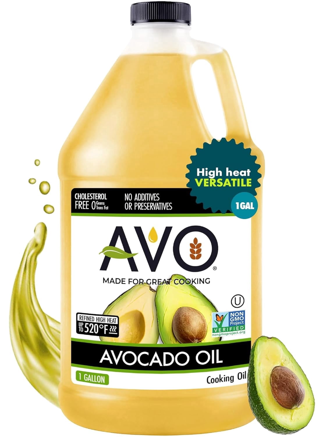 AVO 100% Non-GMO Avocado Oil, 1 Gallon (128 fl oz), No Preservatives