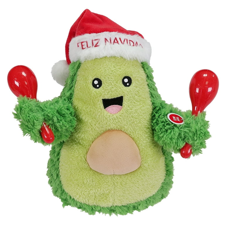 Animated Musical Avocado Christmas Plush with Maracas, Green and