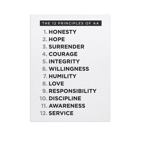 AVOI 12 Principles of AA Poster - Alcoholics Anonymous - Addiction Recovery Gift Poster - Sober Therapy Print Wall Decor Unframe: 11x14inch(28x36cm)
