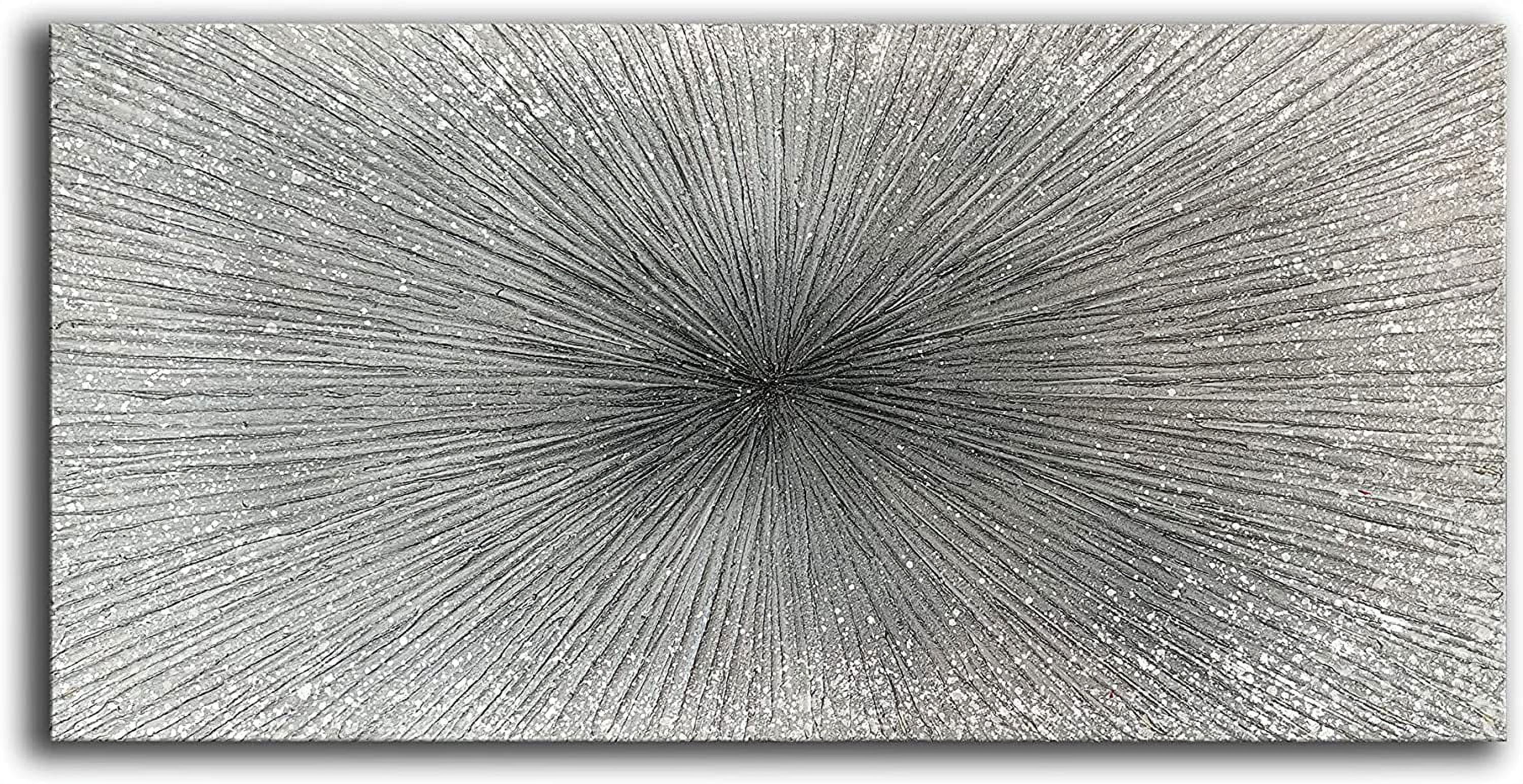 NANKAI Hand Painted Abstract Canvas Wall Art – 48x24 Inch, Black Textured Oil Painting, Modern Home Decor