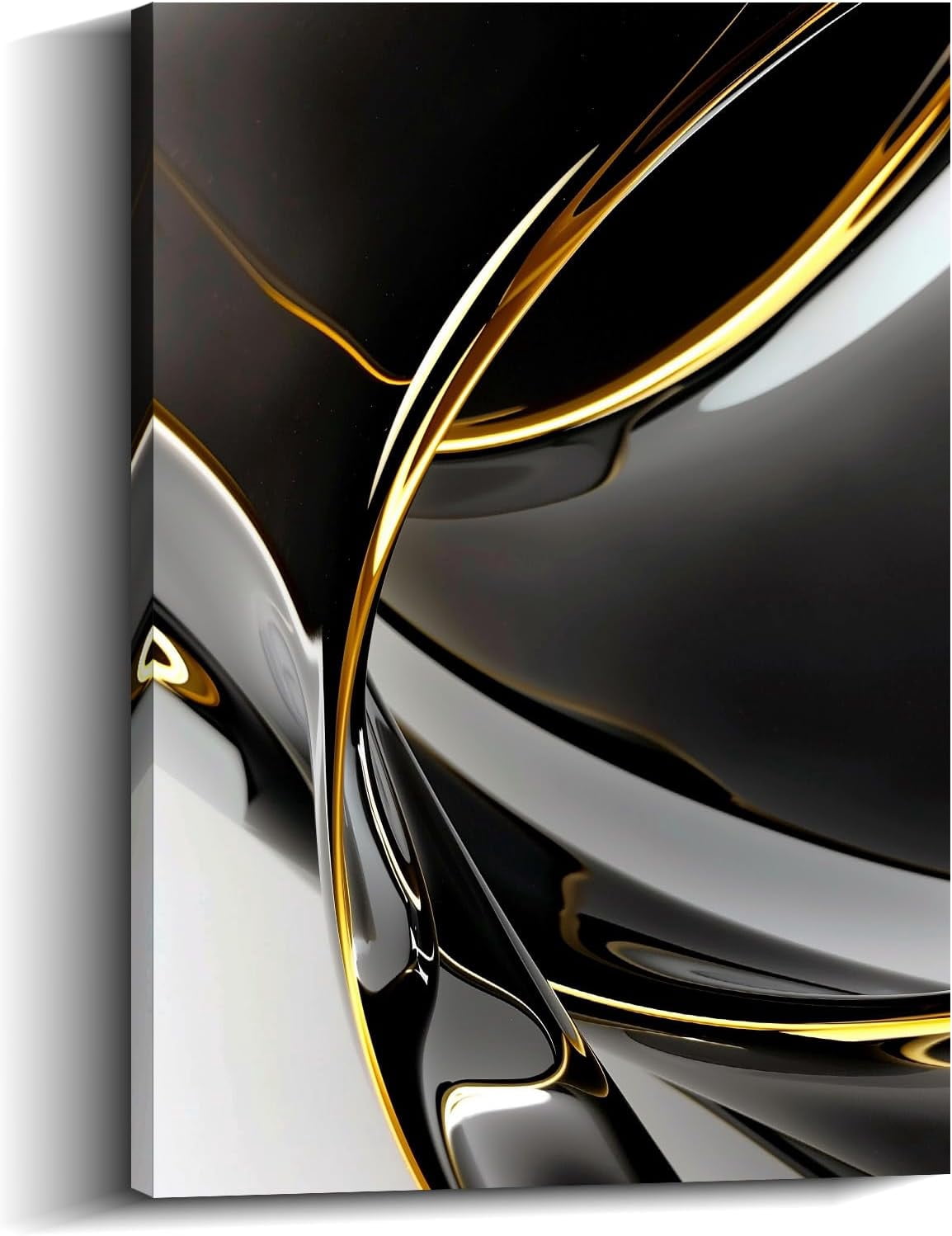 AVOI Abstract Canvas Prints Wall Art Black and Gold Pictures Abstract ...