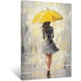 thumbnail image 1 of AVOI Abstract Girl Painting Prints Woman Holding Yellow Umbrella Canvas Pictures Elegant Artwork for Girls Room Bedroom Wall Decor(Yellow,) Frame: 12x12in, 1 of 6