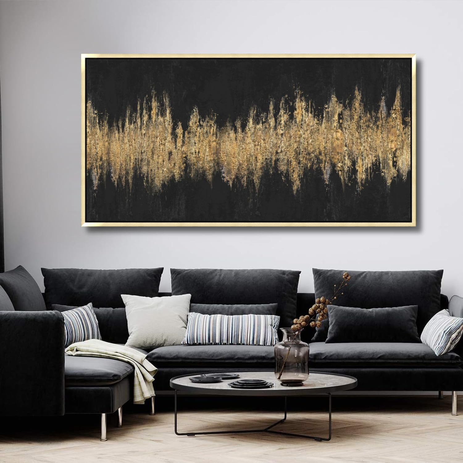 AVOI Abstract Wall Art Black and Gold Wall Art Modern Unframed Texture