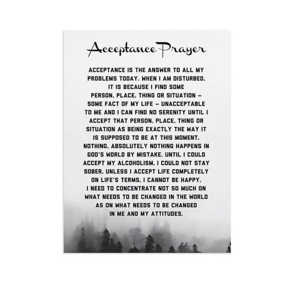 AVOI Acceptance Prayer Poster - AA NA - Alcoholics & Narcotics Anonymous - Addiction Recovery Gift Poster - Sobriety Therapy Print Wall Decor Unframe: 12x18inch(30x45cm)