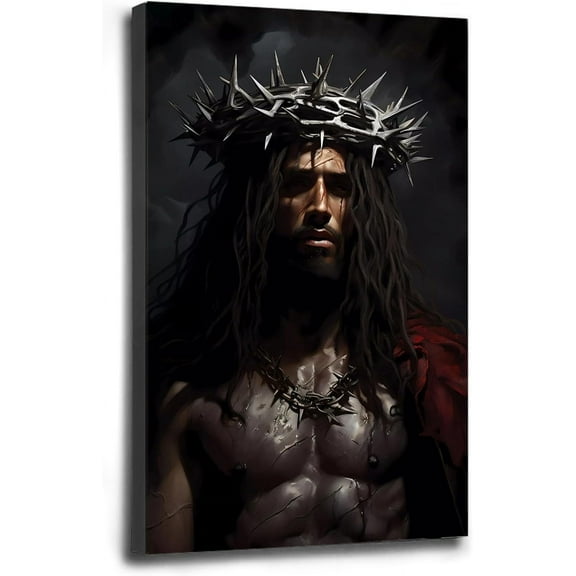 AVOI African American Art Black Jesus Mural Modern Art Religious Christian Artwork Christian Oil Painting Art Home Decor Religious Mural Canvas Wall Art Unframe: 20x24in