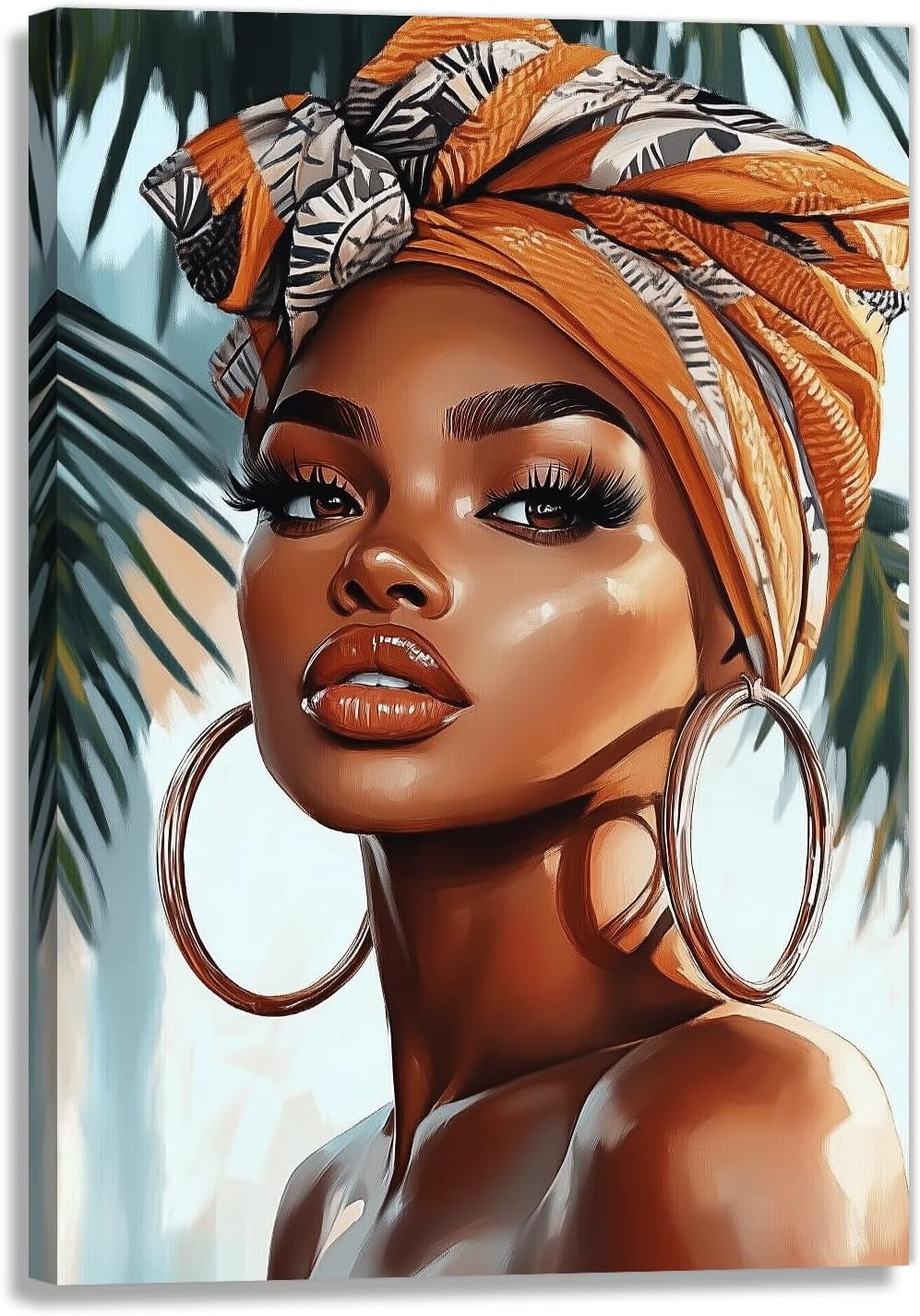 AVOI African American Black Girl Canvas Wall Art Black Woman With Big ...