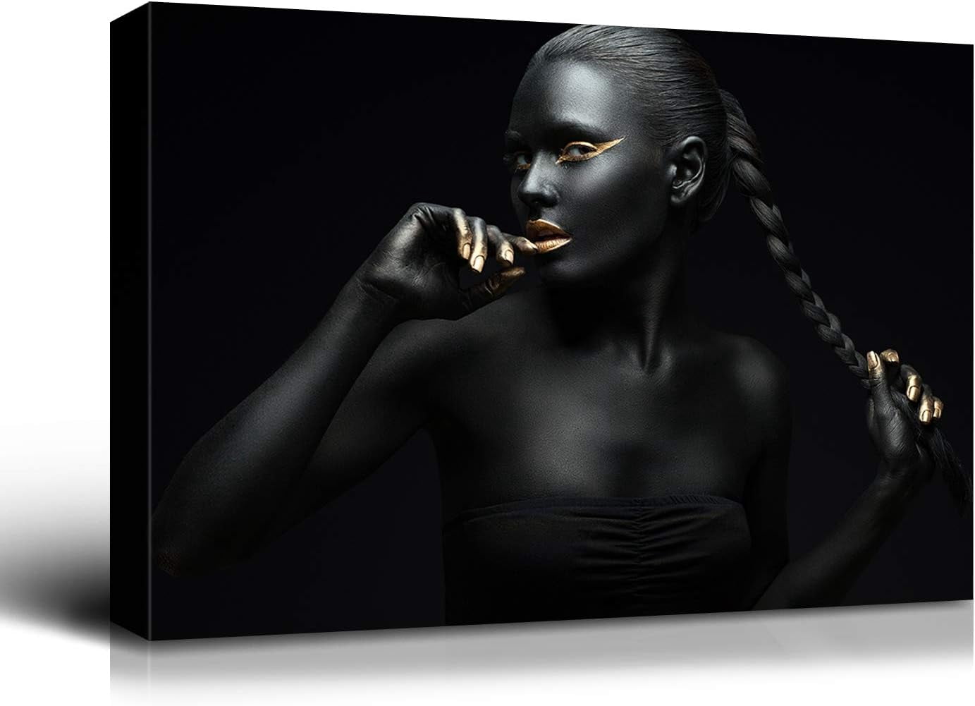 AVOI African American Wall Art Golden Makeup Black Woman Wall Picture ...