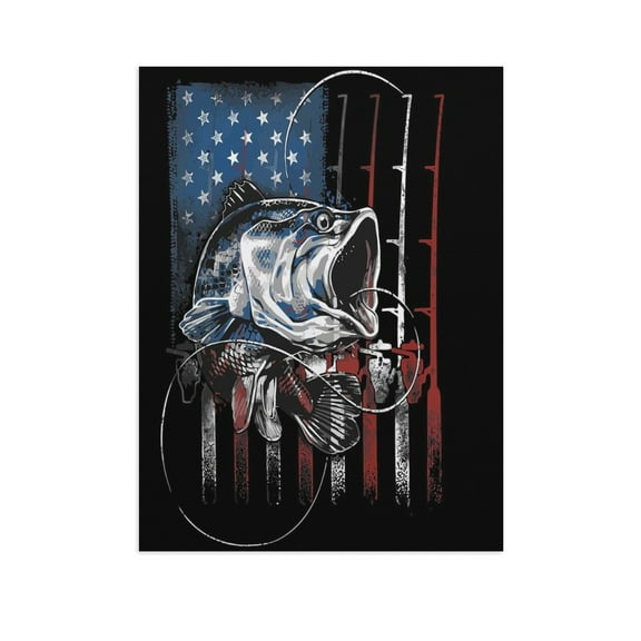 AVOI American Bass Fishing Wall Art Print - Single Poster Picture - Outdoor Hunting Fishing Decor, Fly Fishing, Mens Man Cave Garage Fish Accessories Unframe: 16x24inch(40x60cm)