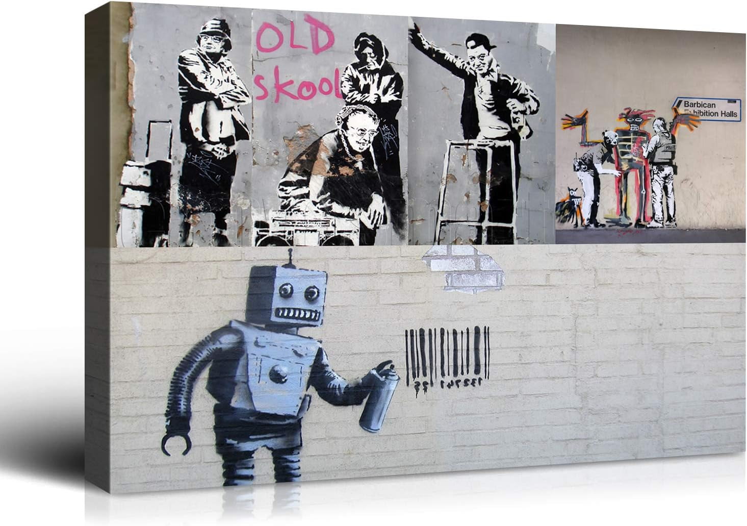 AVOI Banksy Wall Art Collage Canvas Set of Prints Modern Living Room