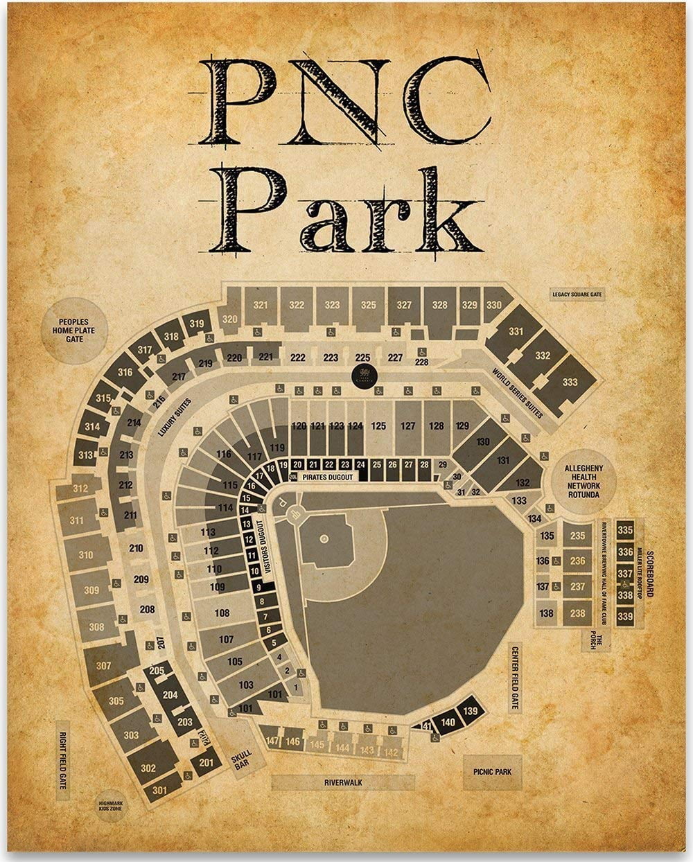 AVOI Baseball DecorPittsburgh PNC Park Stadium Baseball Seating Chart