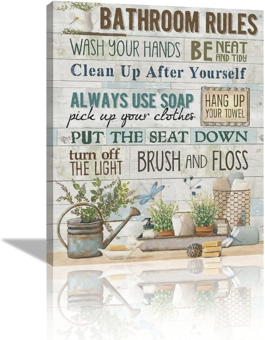 AVOI Bathroom Decor Wall Art, Bathroom Rules Wall Decor, Rustic ...