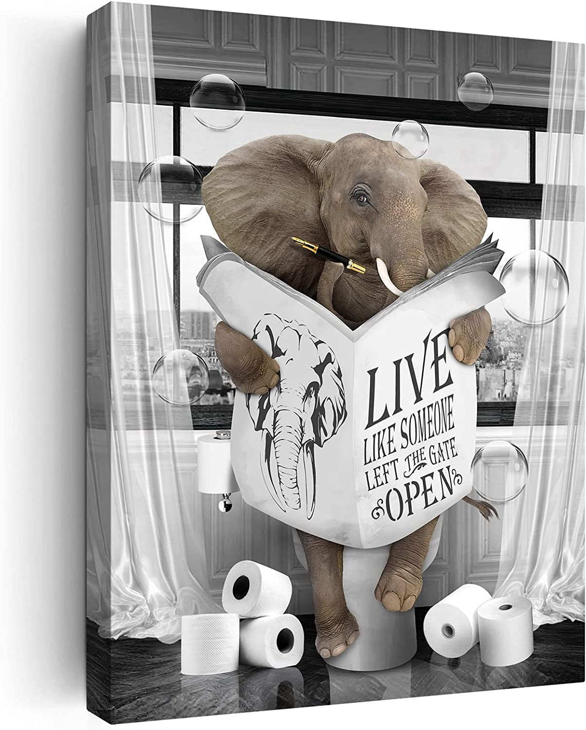 AVOI Bathroom Wall Decor Black and White Farmhouse Bathroom Wall Art
