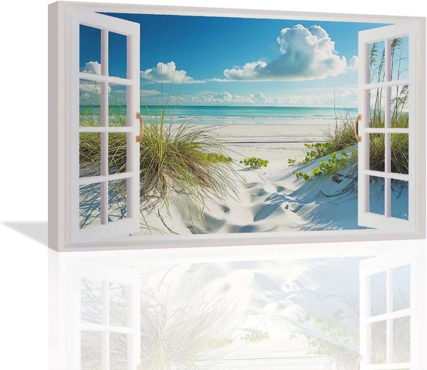AVOI Beach Bathroom Wall Art Coastal Beach Ocean Pictures Wall Decor 3D