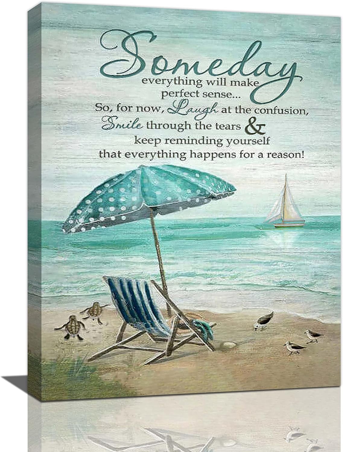 AVOI Beach Bathroom Wall Art Sea Turtle Sailboat Pictures Coastal Ocean