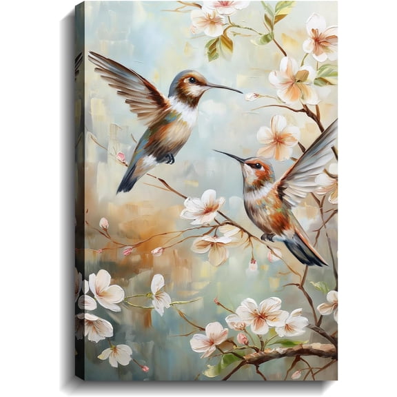 AVOI Birds Wall Art Canvas Prints Plum Blossom Tree Picture Flower Animal Painting Landscape Vintage Artwork for Kitchen Bathroom Bedroom Living Room Home Decor(Art-1) Unframe: 8x10in