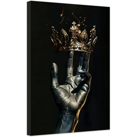 AVOI Black African Wall Art Gold Crown Wall Decor King Picture African American Canvas Prints Artwork for Home Room Office Decoration (B) Unframe: 8x10in