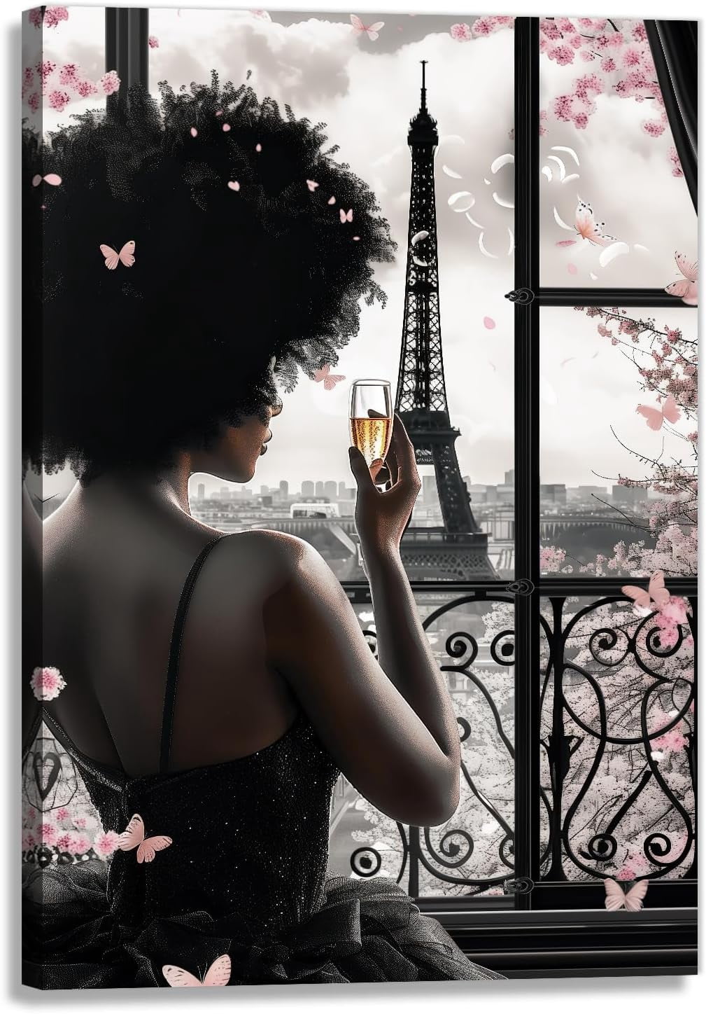 AVOI Black Girl Wall Art African American Black Women Pink And Black ...