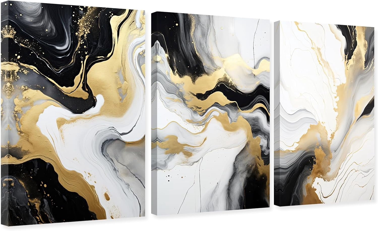 AVOI Black White and Gold Wall Art Abstract Canvas Pictures Modern ...
