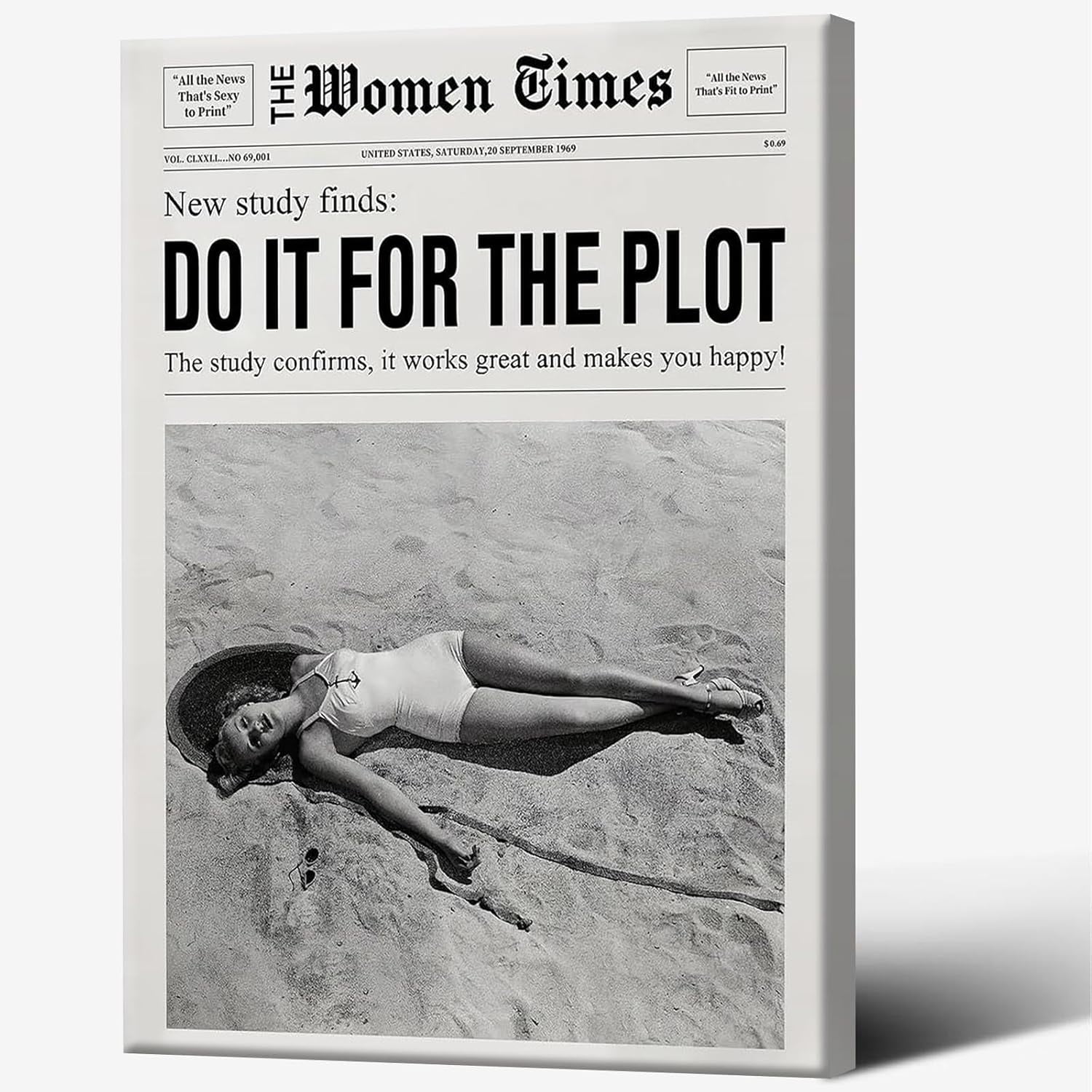 AVOI Black And White Newspaper Wall Art Aesthetic Poster Woman Times ...