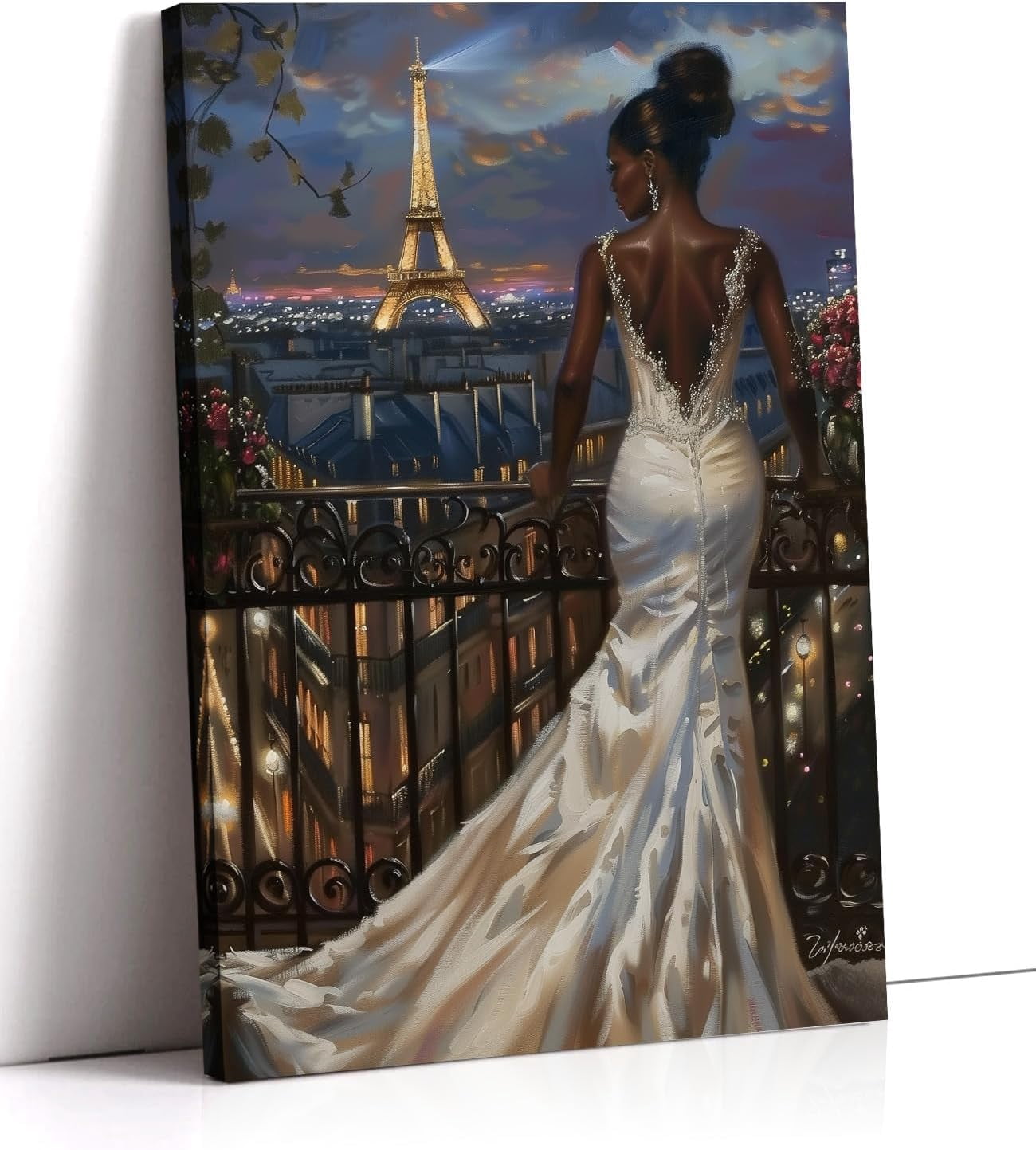 AVOI Black Woman Canvas Wall Art African American Pictures Eiffel Tower ...