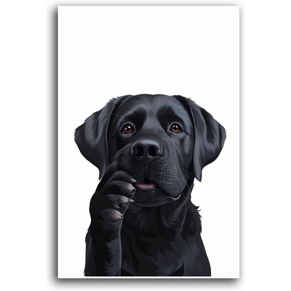 AVOI Black labrador retriever dog portrait modern home kids pet bathroom prints funny bathroom wall decor animals in toilet creative bathroom decor poster wall art canvas wall art Unframe: 20x24in
