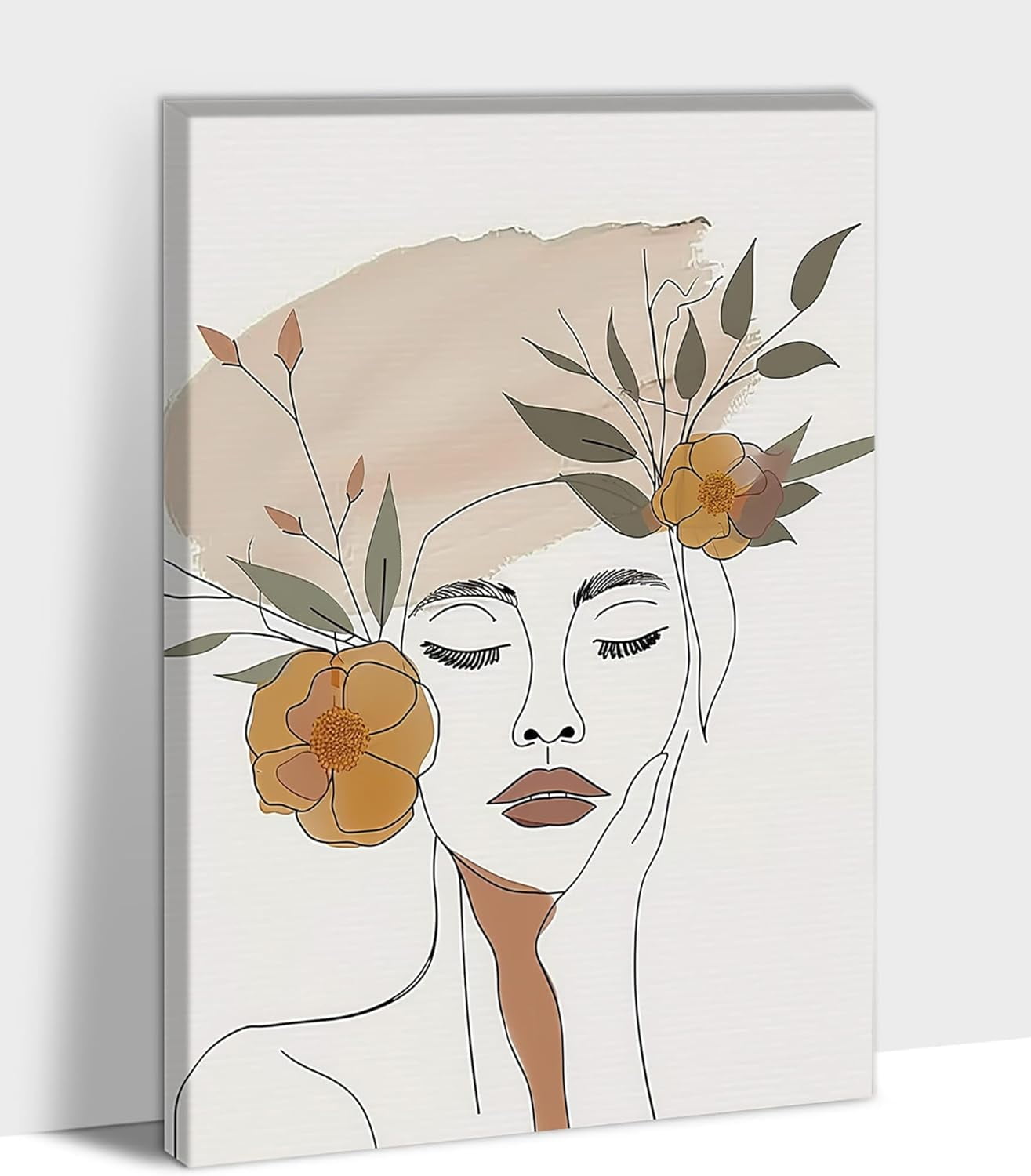 AVOI Boho Wall Decor Minimalist Boho Home Wall Art, Woman Touching Face