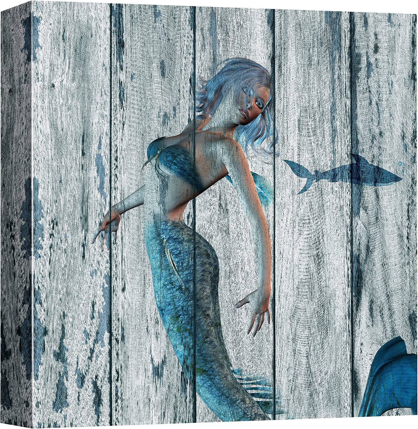 AVOI Canvas Wall Art Cartoon Beautiful Mermaid Painting Artwork for ...