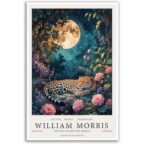 AVOI Cheetah Canvas Wall Art Print William Morris Decorative Wall Painting Vintage Animal Wall Decor Suitable for Office Living Room Bedroom Decoration Beautiful Unframe: 12x12in