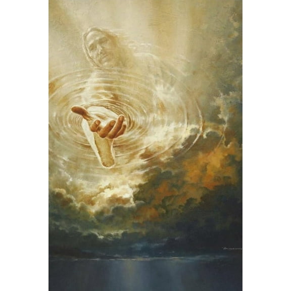 AVOI Christian Wall Art-Jesus Christ Saves Peter from Drowning Poster For Church Room Decor Gift-Christian Jesus Art Picture Canvas Print For Living Bedroom Decor Unframe: 12x12in
