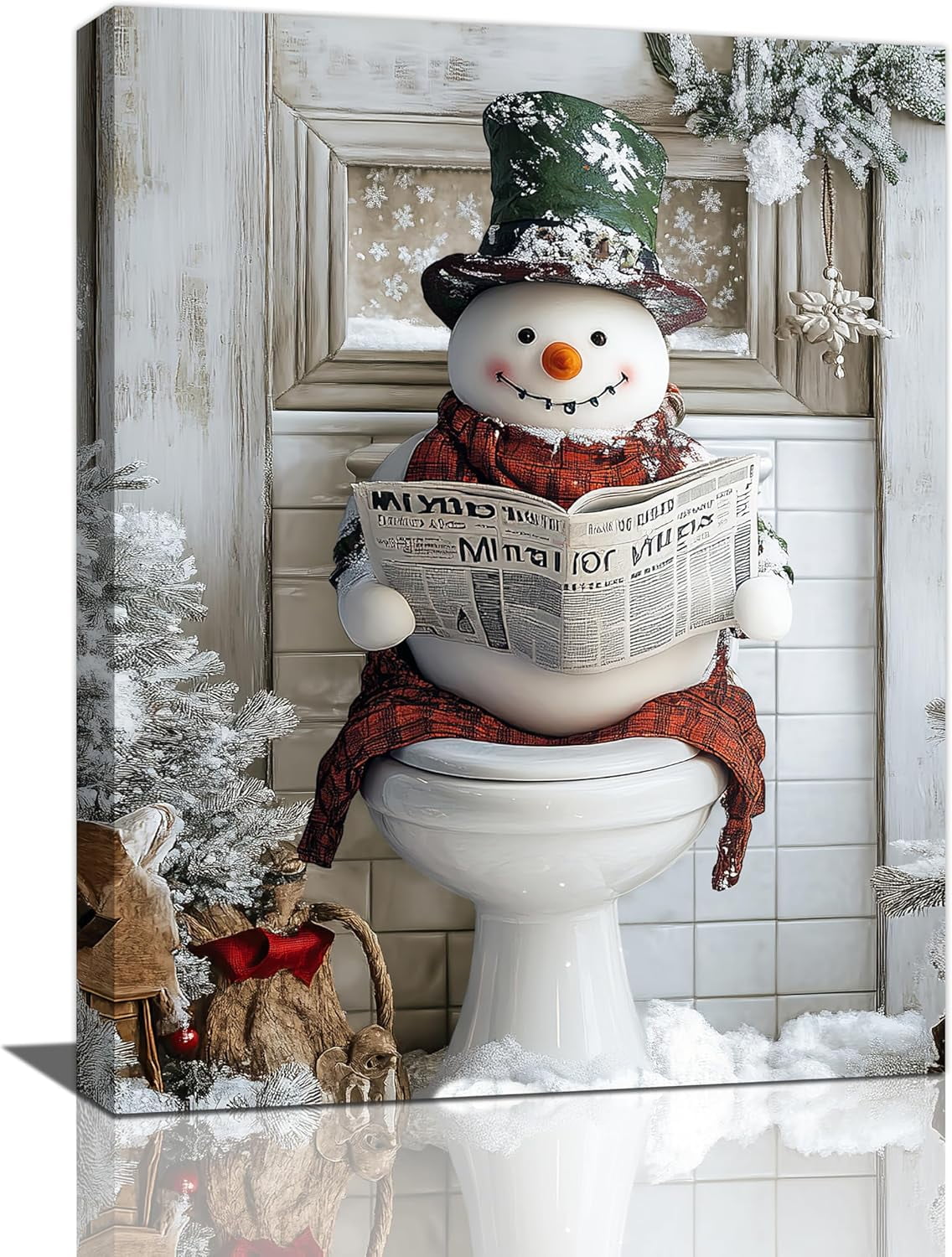 AVOI Christmas Bathroom Decor Wall Art Snowman Bathroom Wall Decor