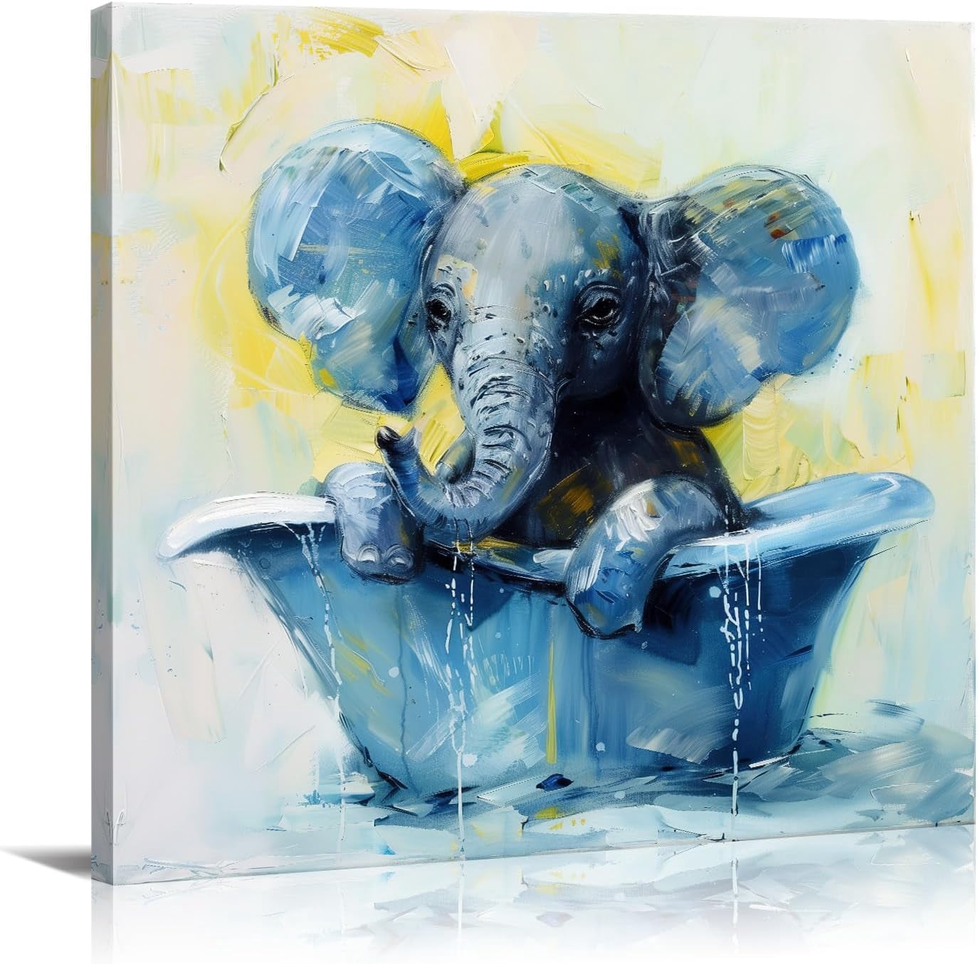 AVOI Elephant Bathroom Wall Decor Canvas Art Funny Elephant in Bathtub ...