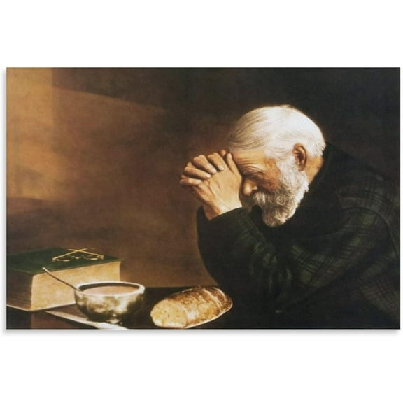 AVOI Eric Enstrom Grace Man Praying Over Bread Poster Decorative Painting Canvas Wall Art Living Room Prints Home Bedroom Decor Posters Unframed, Unframe: 10x8inch(25x20cm)