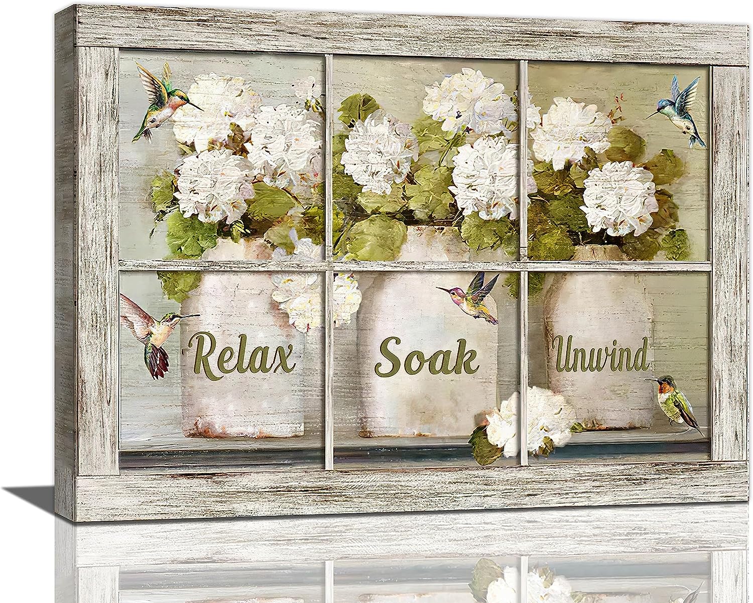 AVOI Farmhouse Flower Bathroom Decor Wall Art Rustic Country Green ...