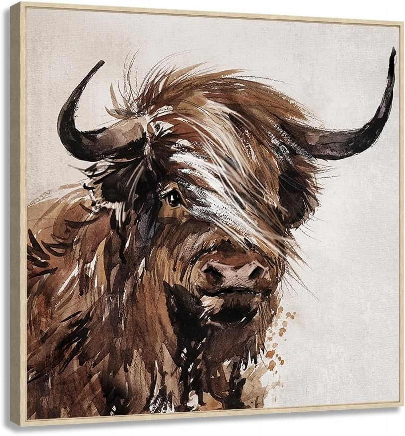 AVOI Farmhouse Highland Cow Wall Art, Rustic Countryside Landscape ...