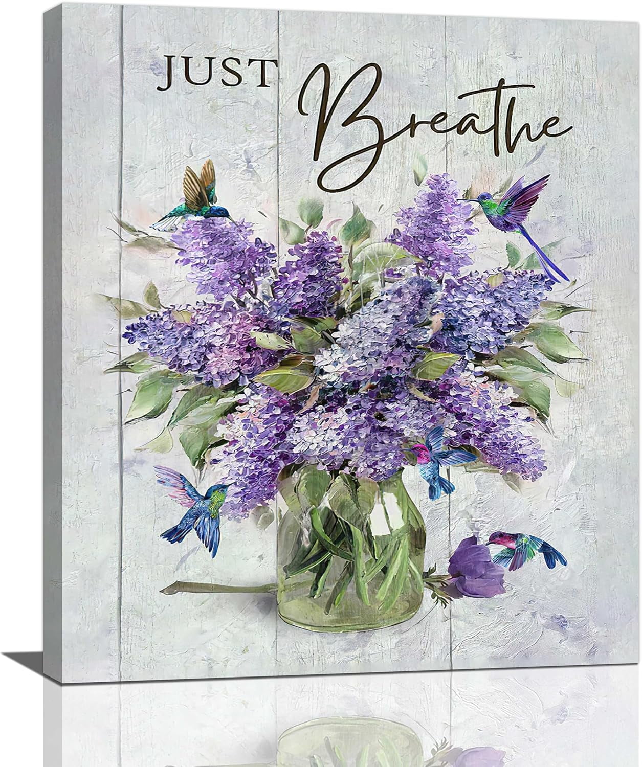 AVOI Farmhouse Lavender Bathroom Flower Decor Wall Art Just Breathe ...