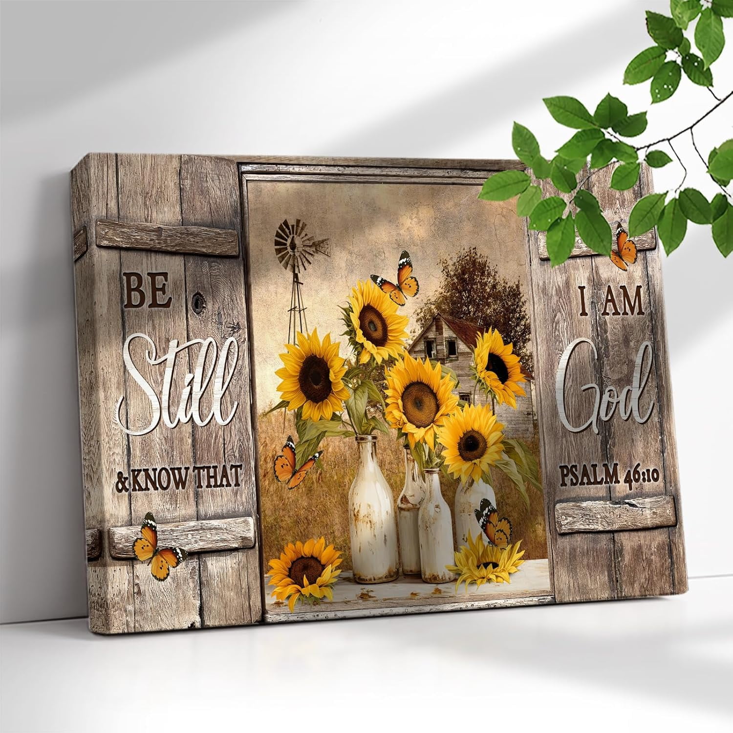 AVOI Farmhouse Sunflower Wall Art Inspirational Bible Verse Wall Art Be ...