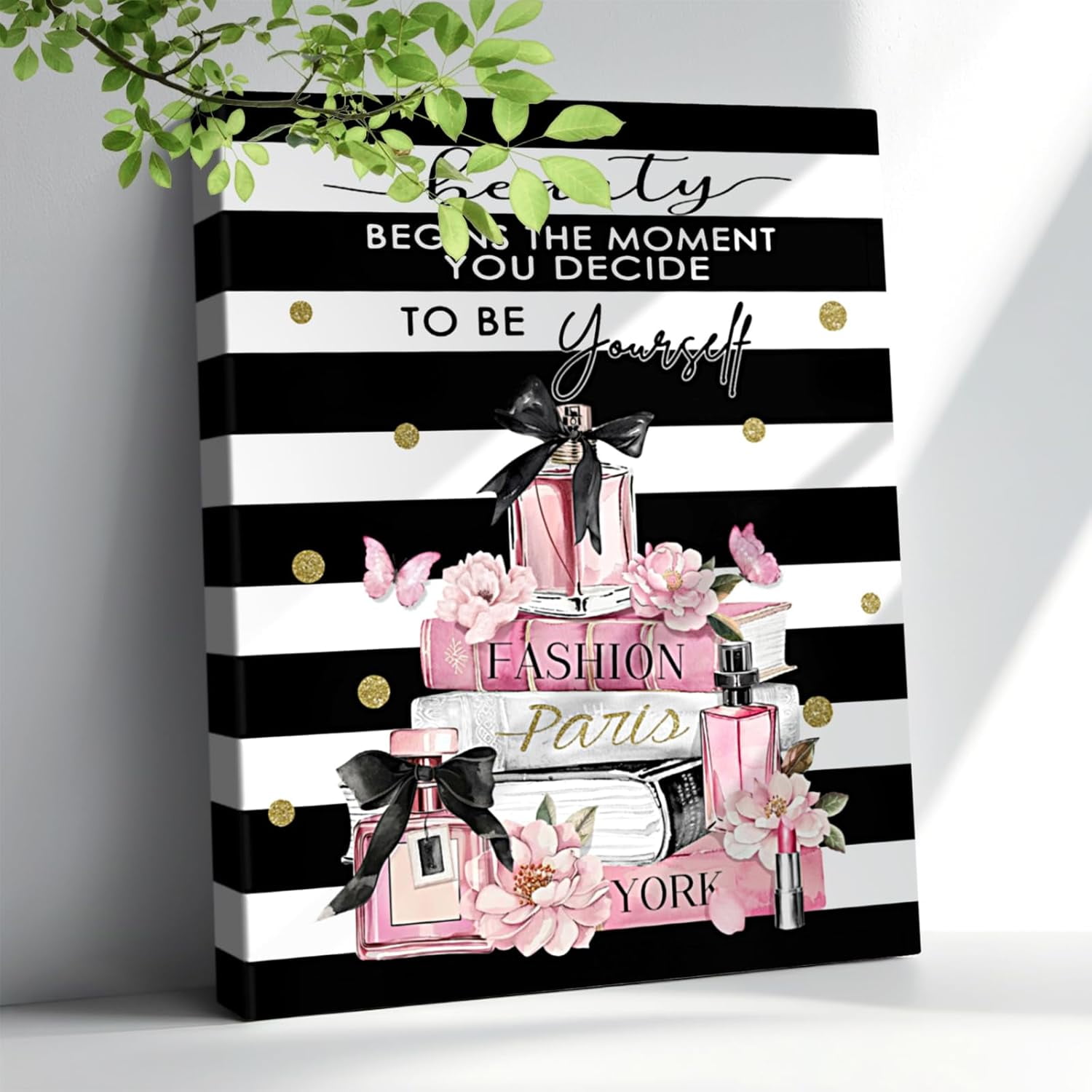 AVOI Fashion Pink Bathroom Decor Wall Art Pink Flower Perfume Pictures ...