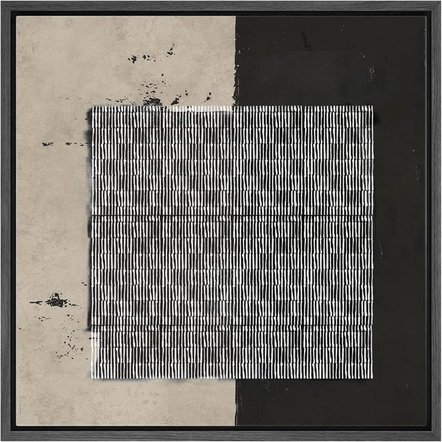 AVOI Framed Canvas Print Wall Art Geometric Grunge Gray Block Pattern ...