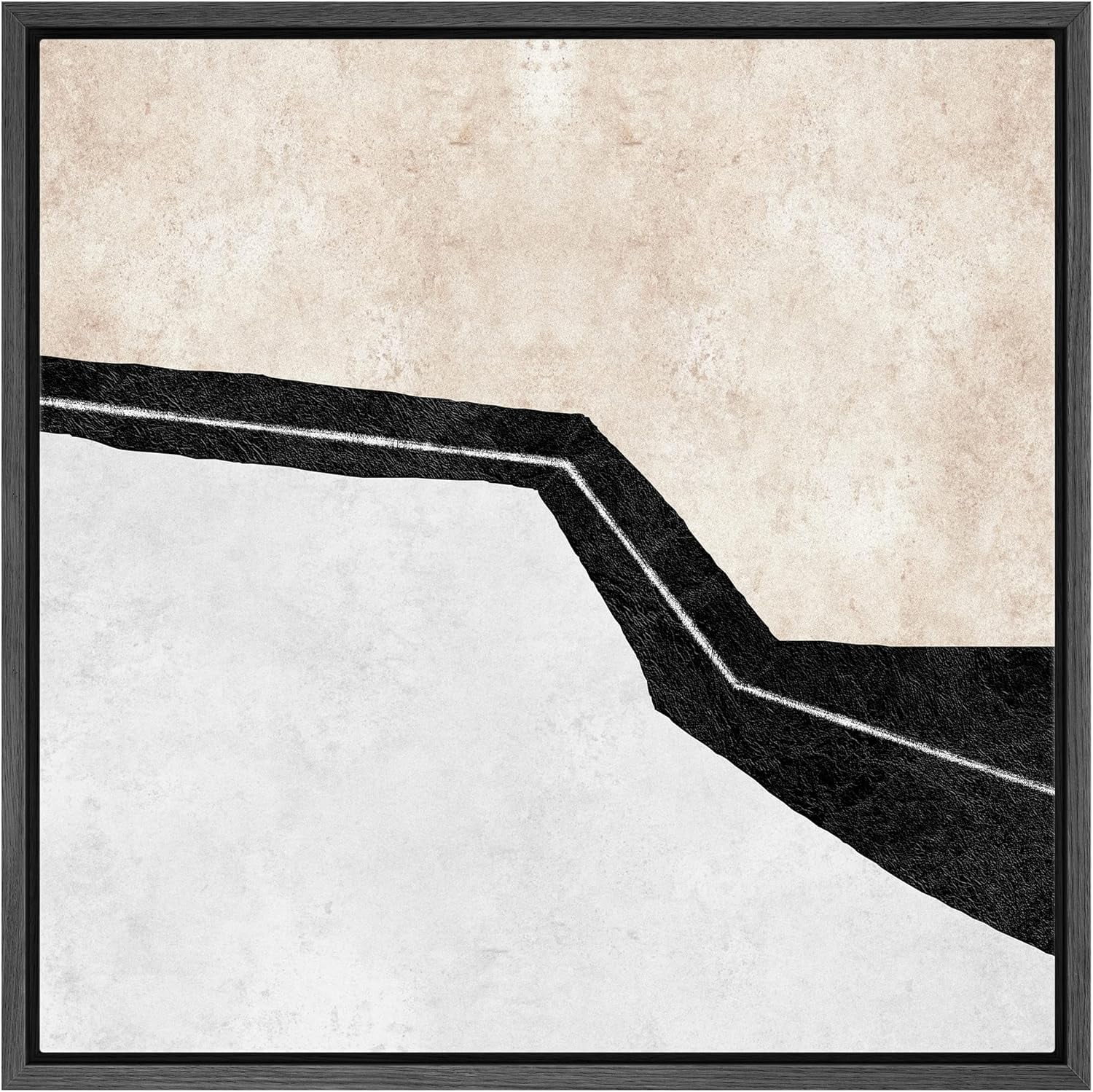 AVOI Framed Canvas Print Wall Art Pastel Black Tan Gray Color Landscape